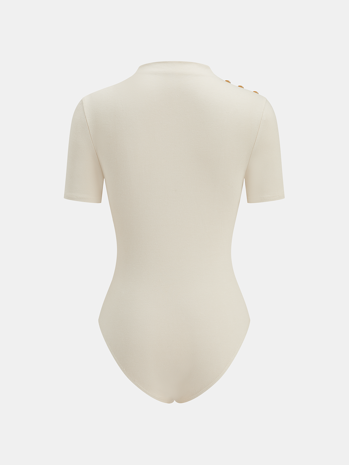 Metallic Accent Ruched Bodysuit with Mock Neck Design