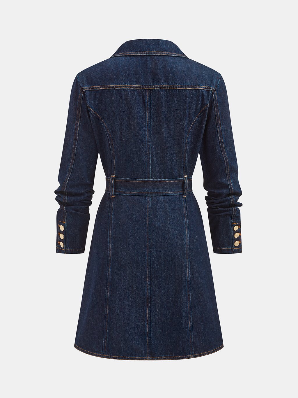 Chic Belted Blazer Dress in Denim Style