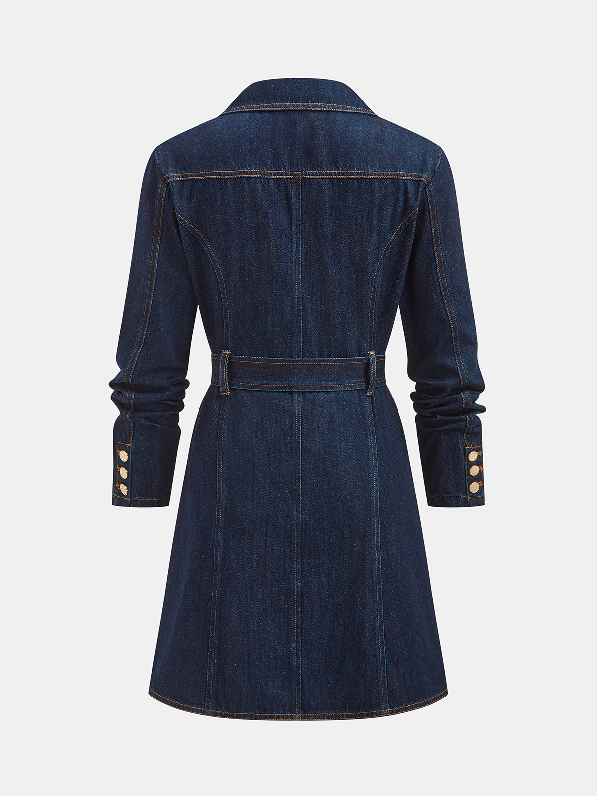 Chic Belted Blazer Dress in Denim Style