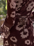 Floral Mesh Maxi Dress with Cowl Neck Detail