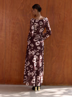 Floral Mesh Maxi Dress with Cowl Neck Detail