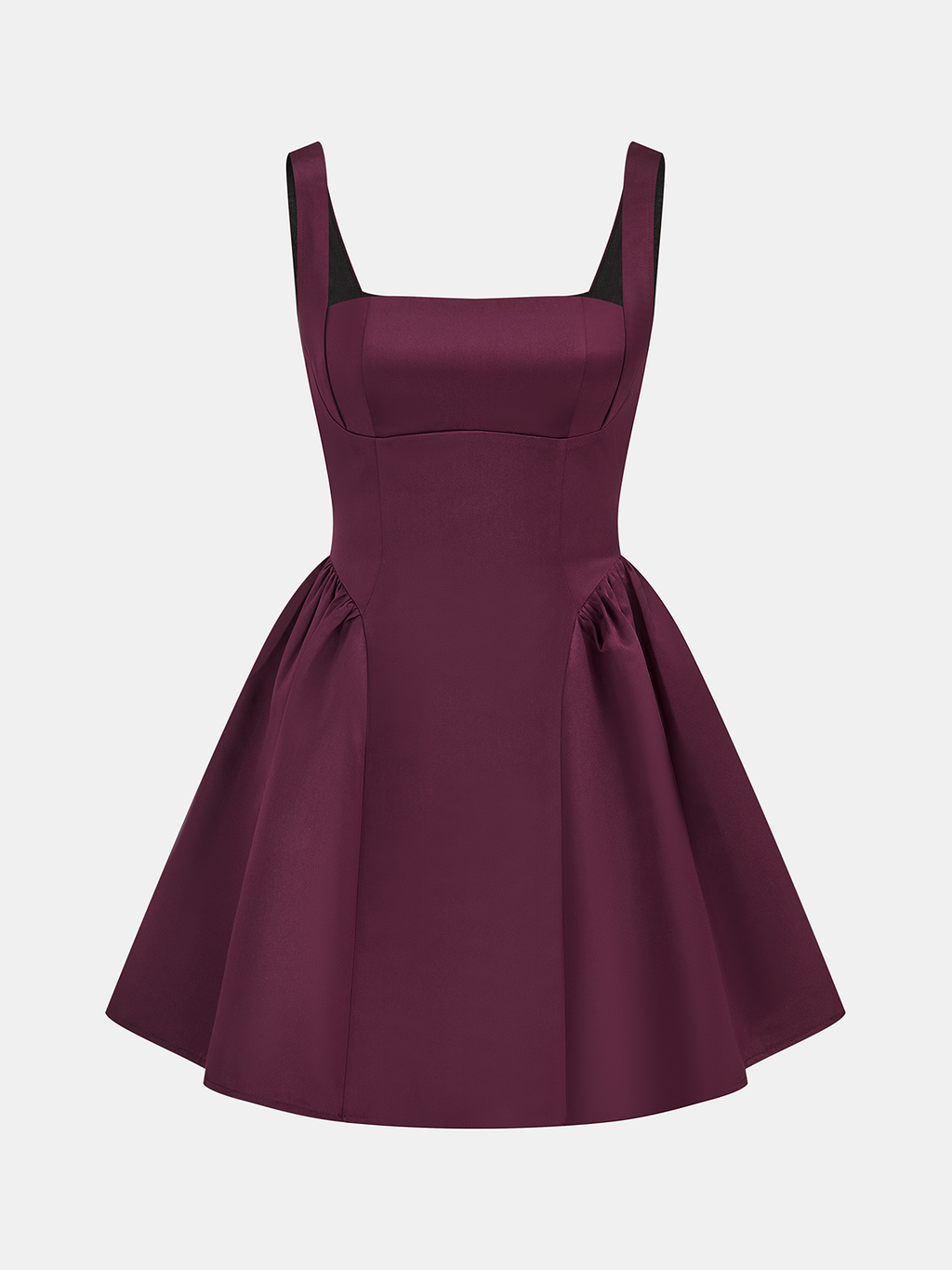 Chic Square Neck Satin Flared Mini Dress
