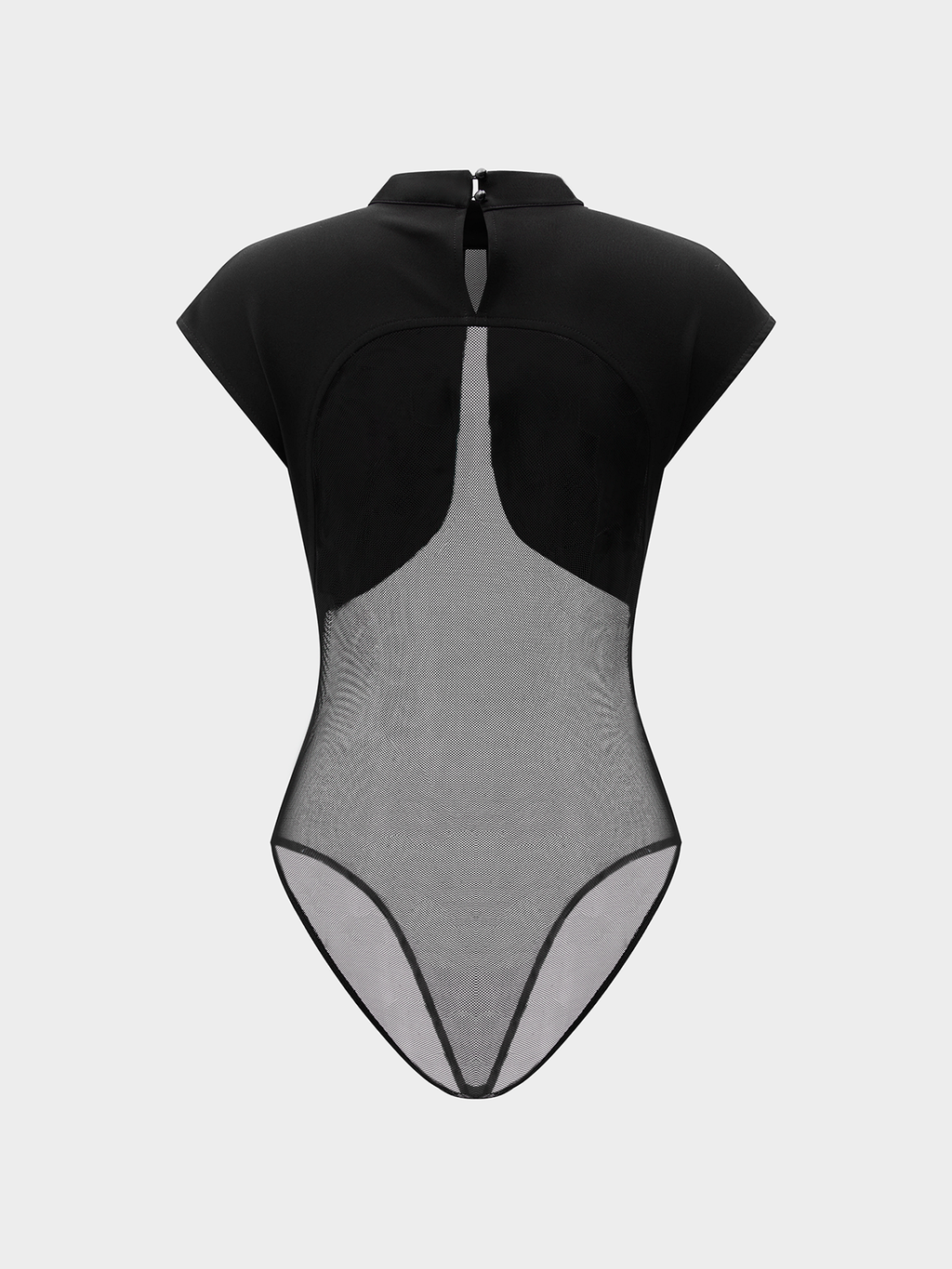 Cap Sleeve Bodysuit with Sheer Mesh Panels