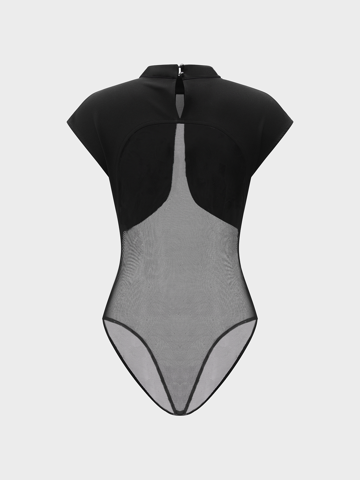 Cap Sleeve Bodysuit with Sheer Mesh Panels