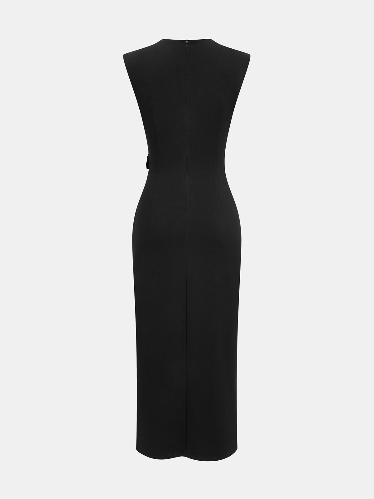 Sleeveless Midi Dress with Metallic Detail and Slit