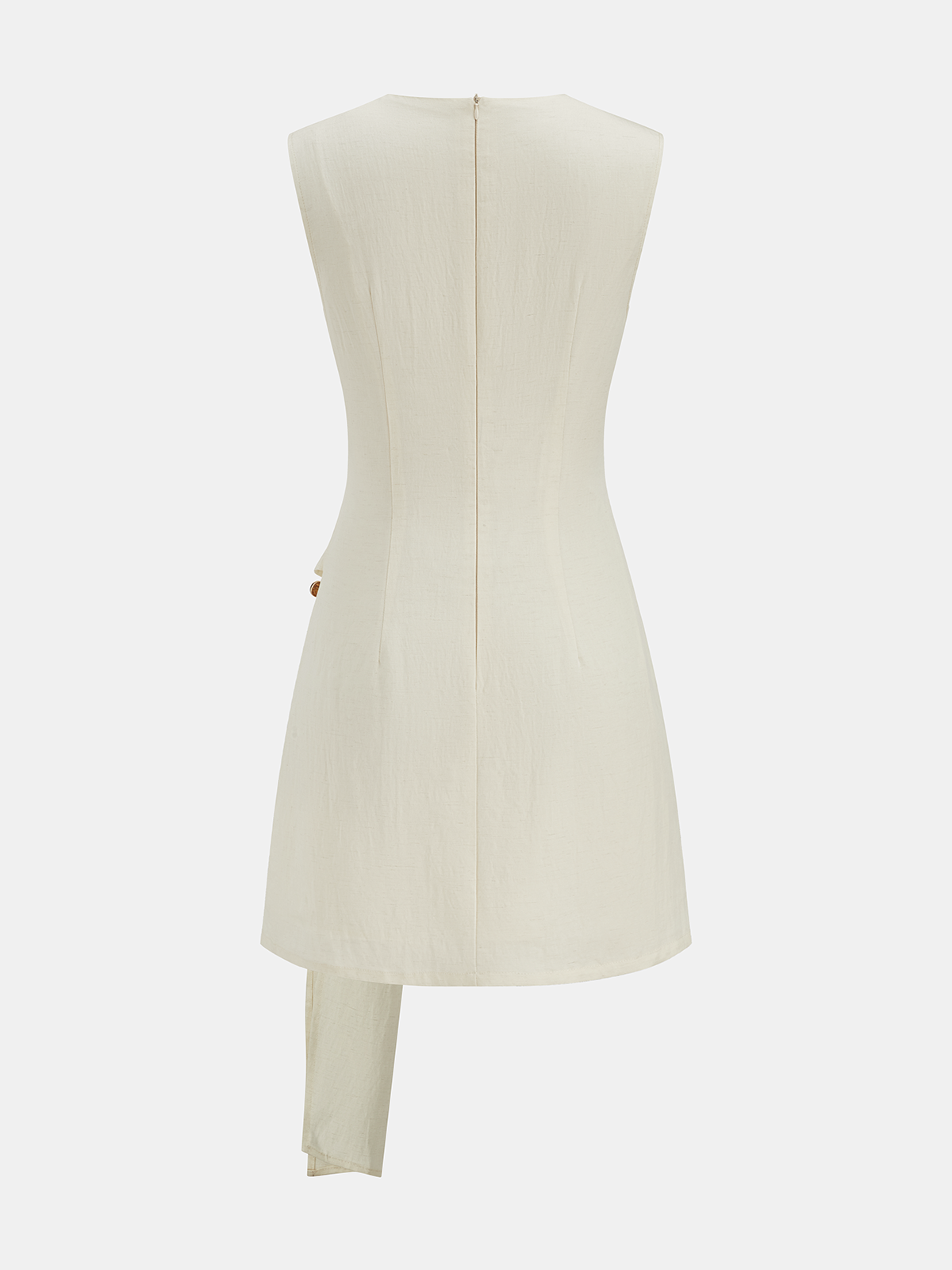 Tencel Blend Mini Dress with Asymmetric Buckle Detail