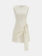 Tencel Blend Mini Dress with Asymmetric Buckle Ruching