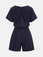 Short-Sleeve Romper with Tie at the Waist