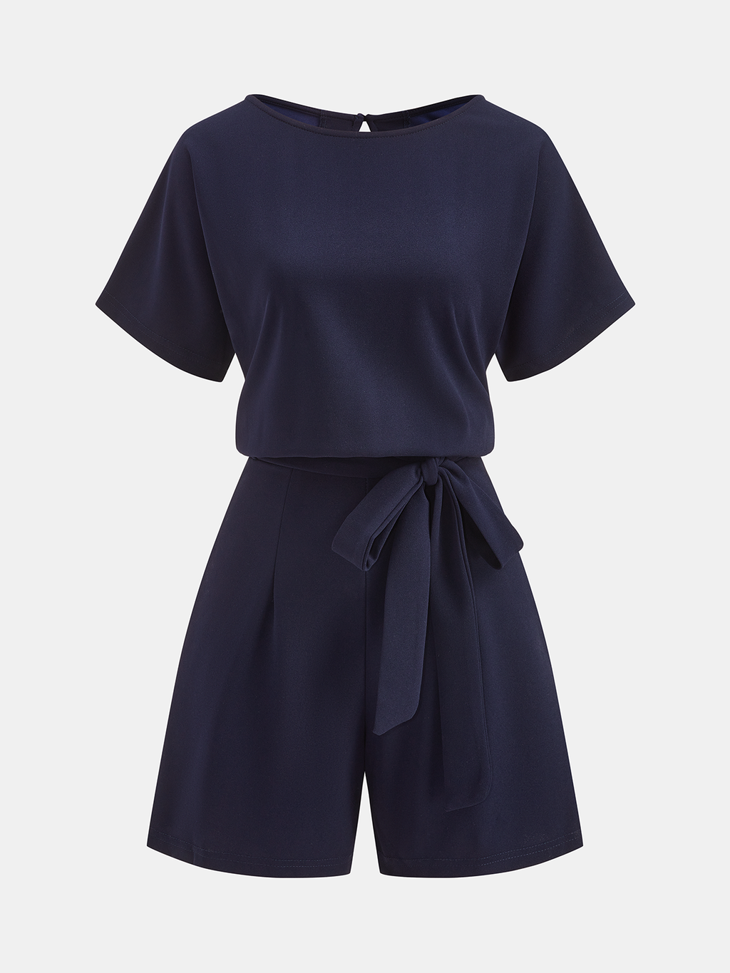 Short-Sleeve Romper with Tie at the Waist