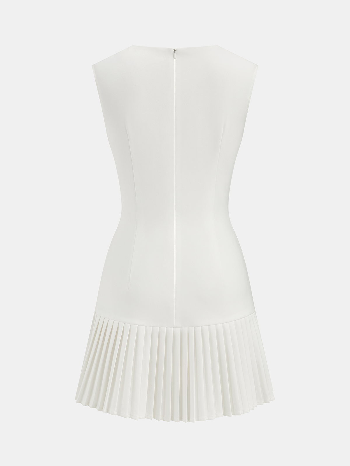 Sleeveless Pleated Mini Dress with Metal Accents