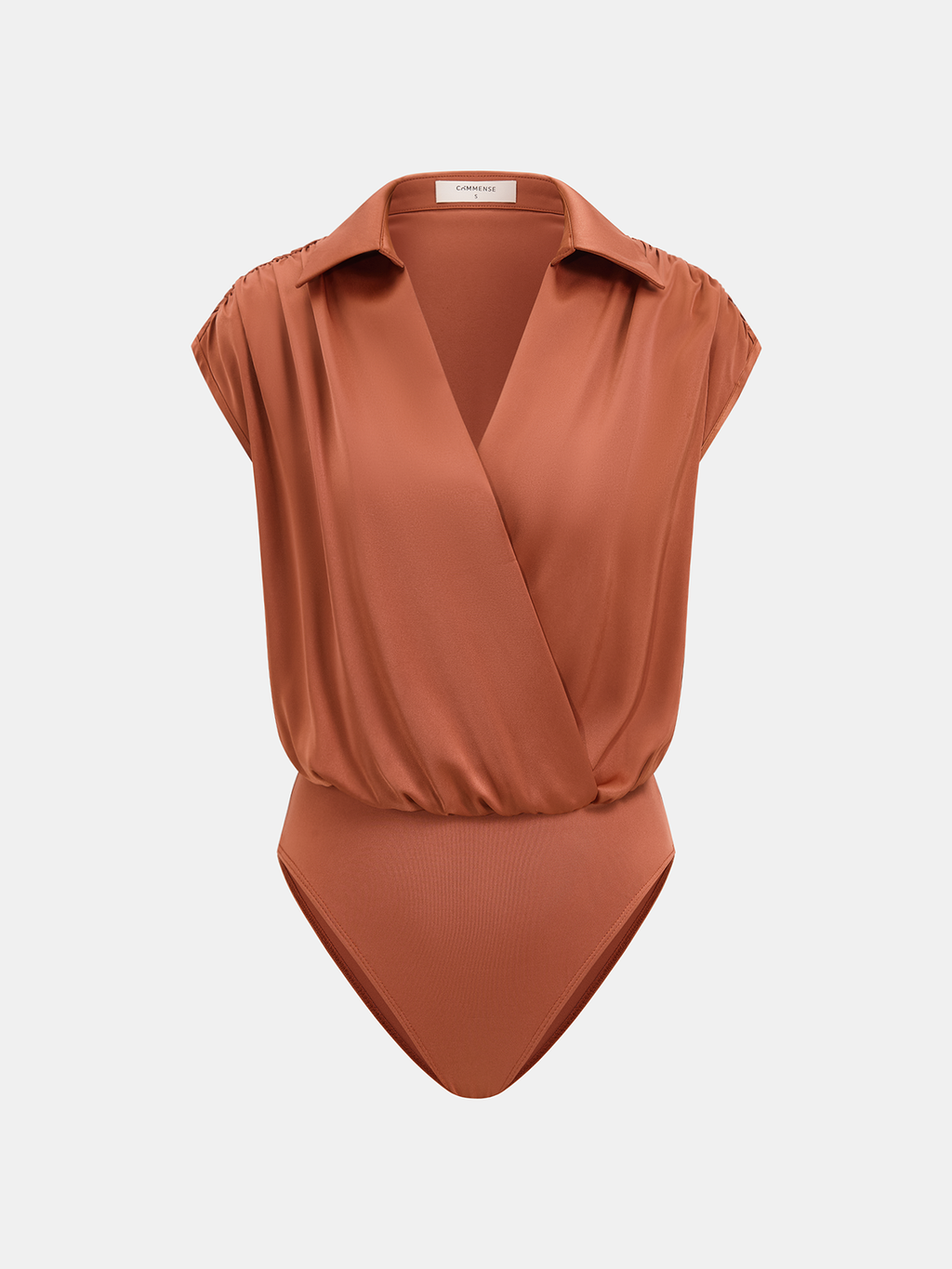 Collared Cap Sleeve Bodysuit with Wrap Design