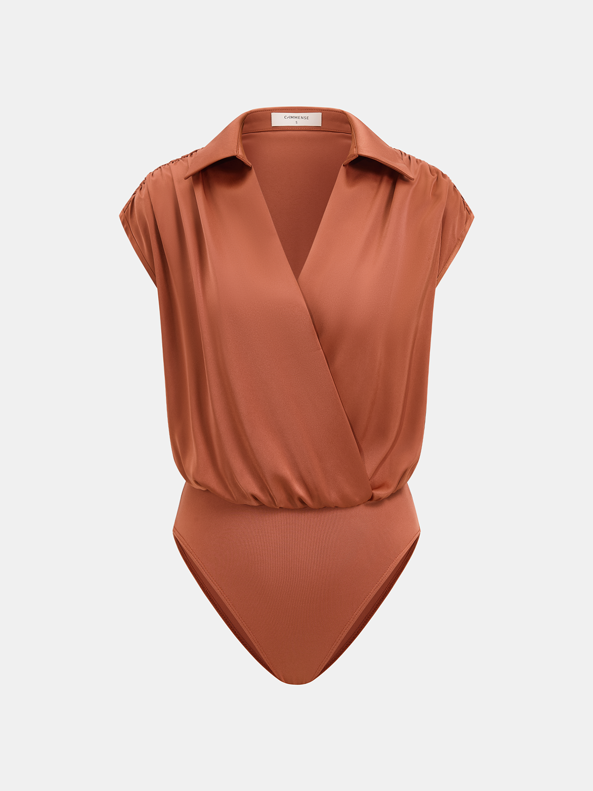 Collared Cap Sleeve Bodysuit with Wrap Design