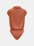 Collared Cap Sleeve Bodysuit with Wrap Design