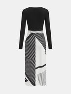 Optical Illusion Print Asymmetric Wrap Dress