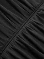 Elegant Maxi Dress with Draped Mesh Cape Sleeves