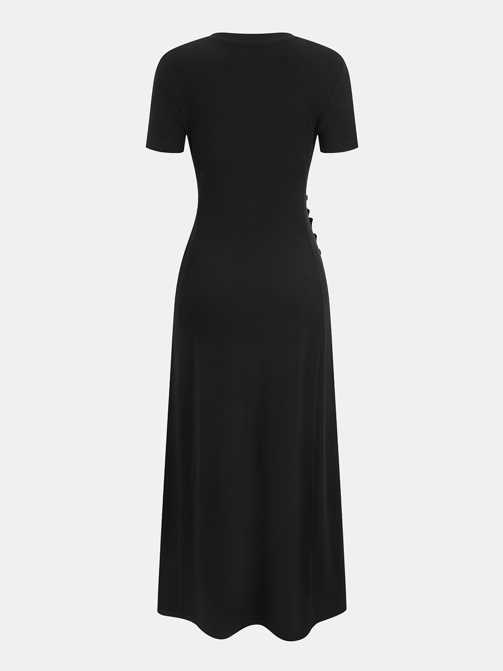 Short Sleeve Dress with Ruched Sides and Button Accents