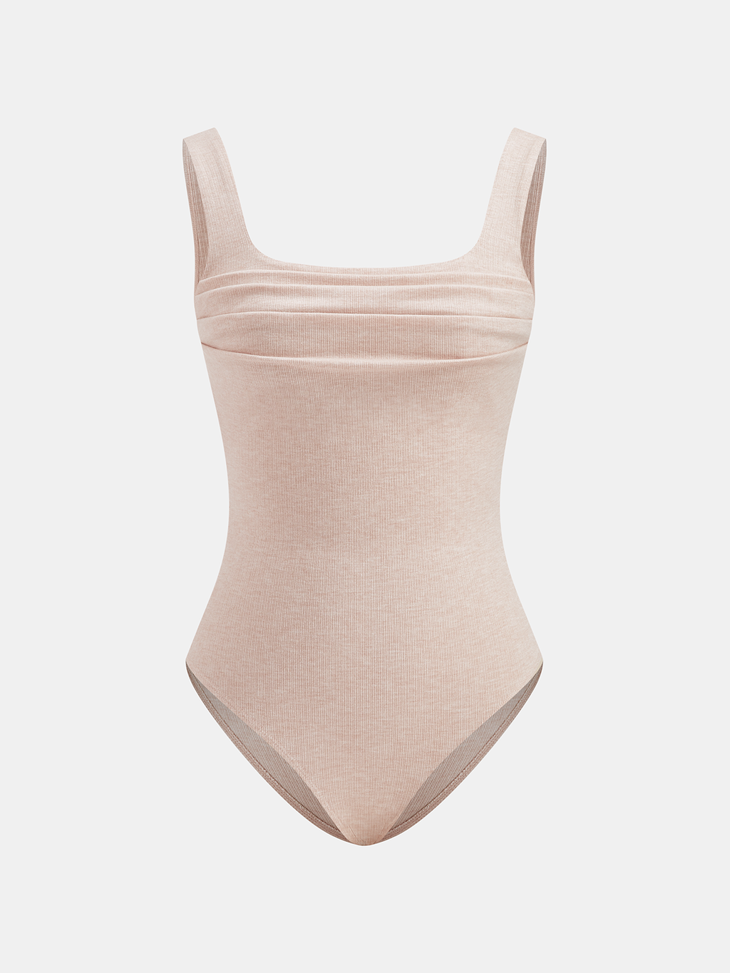 Square Neck Bodysuit with Ruched Ribbed Design