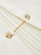 Chain-Accented Pleated Sleeveless Mini Dress