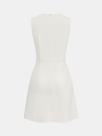 Chain-Accented Pleated Sleeveless Mini Dress