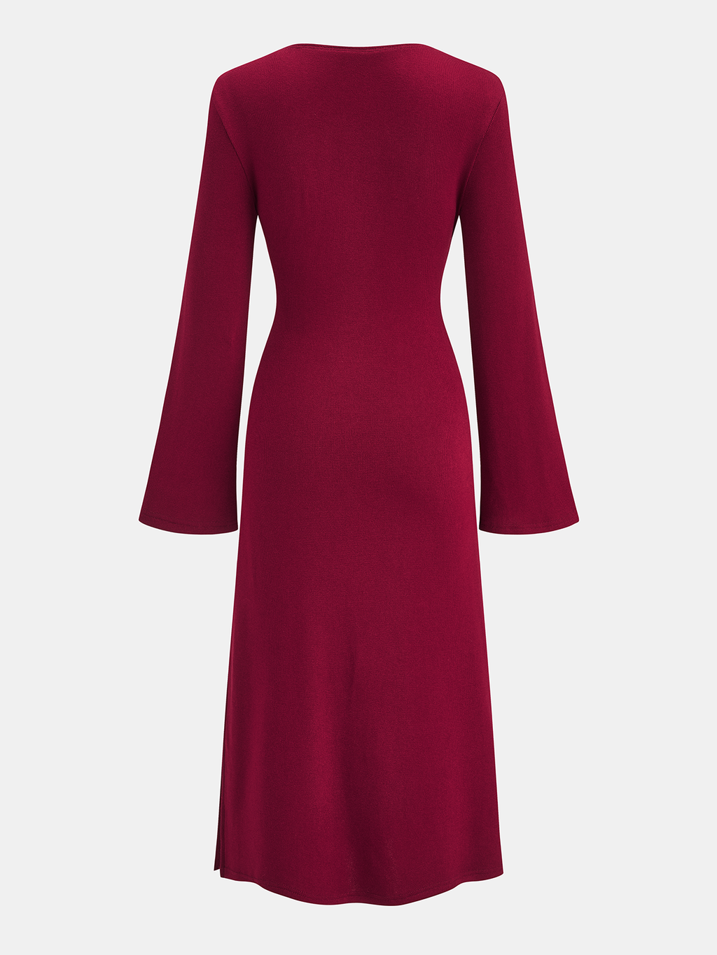 Belted Bell Sleeve Wrap Midi Dress