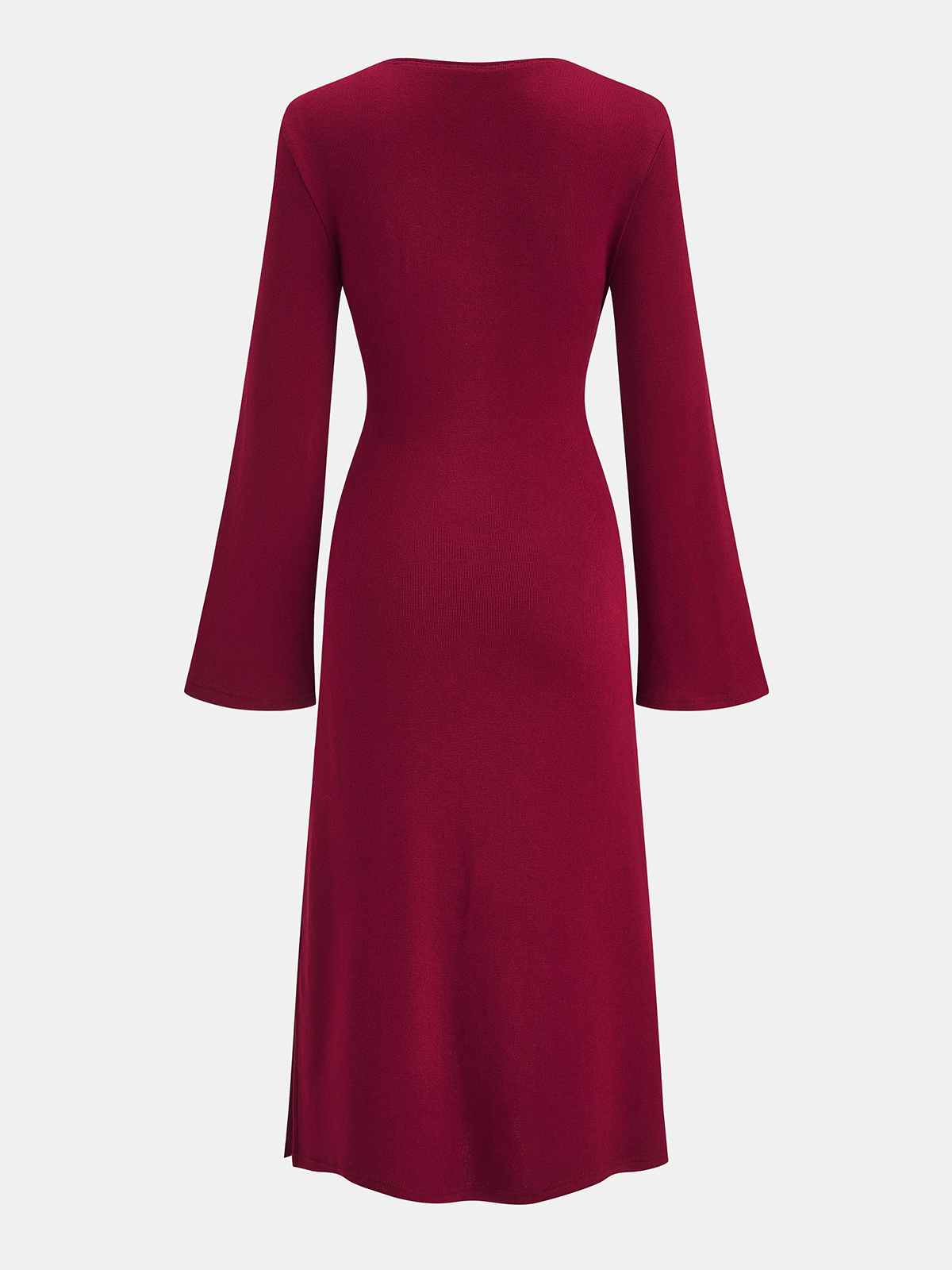 Belted Bell Sleeve Wrap Midi Dress