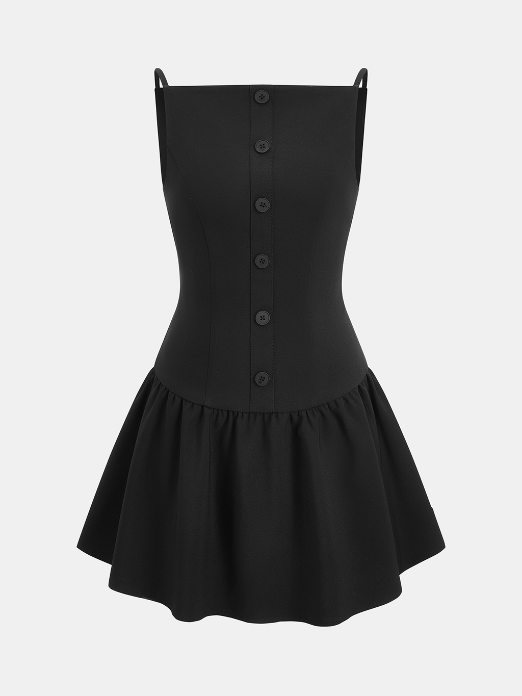 Button Accented Flared Hem Camisole Dress