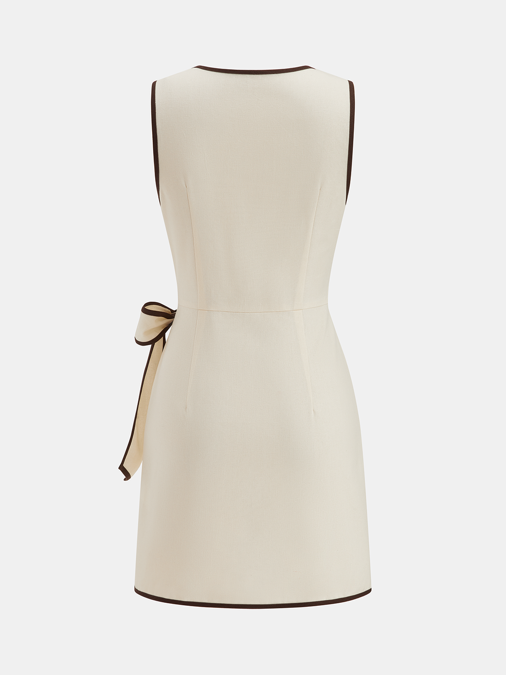Linen-Blend Wrap Dress with Contrast Trim