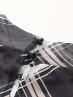 Mock Neck Ruffle Detail Mini Dress in Plaid
