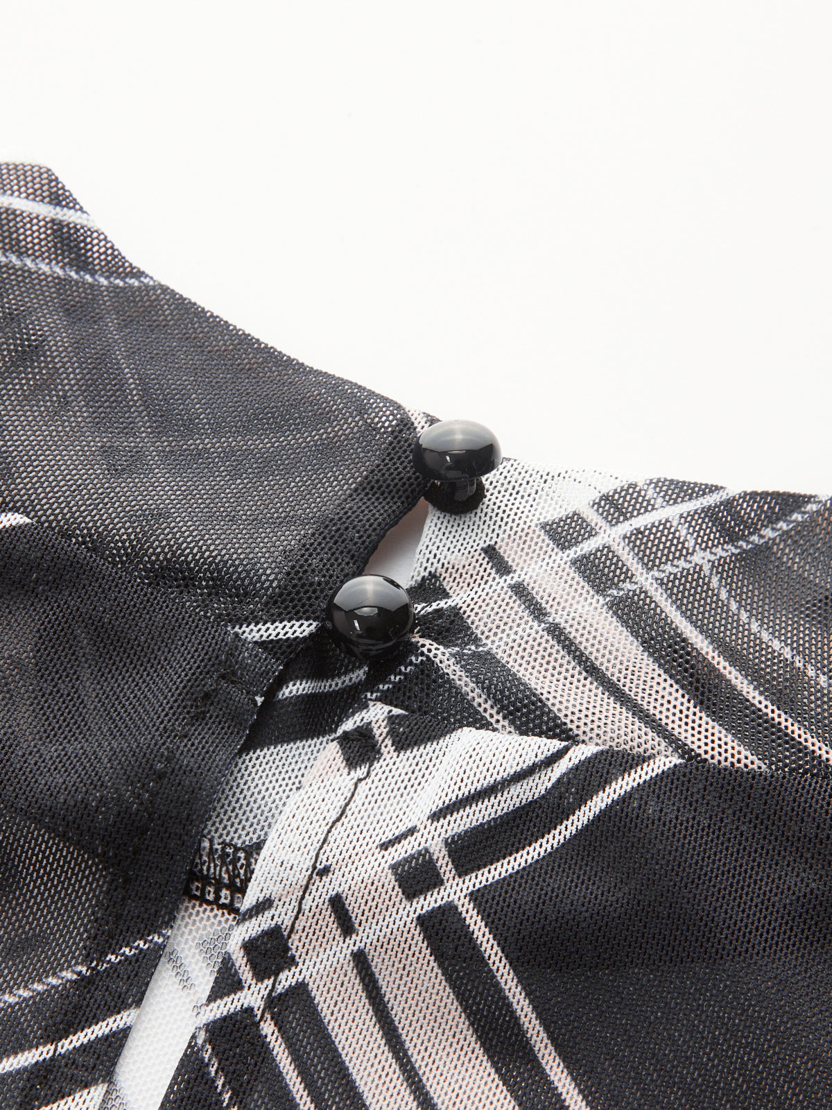 Mock Neck Ruffle Detail Mini Dress in Plaid