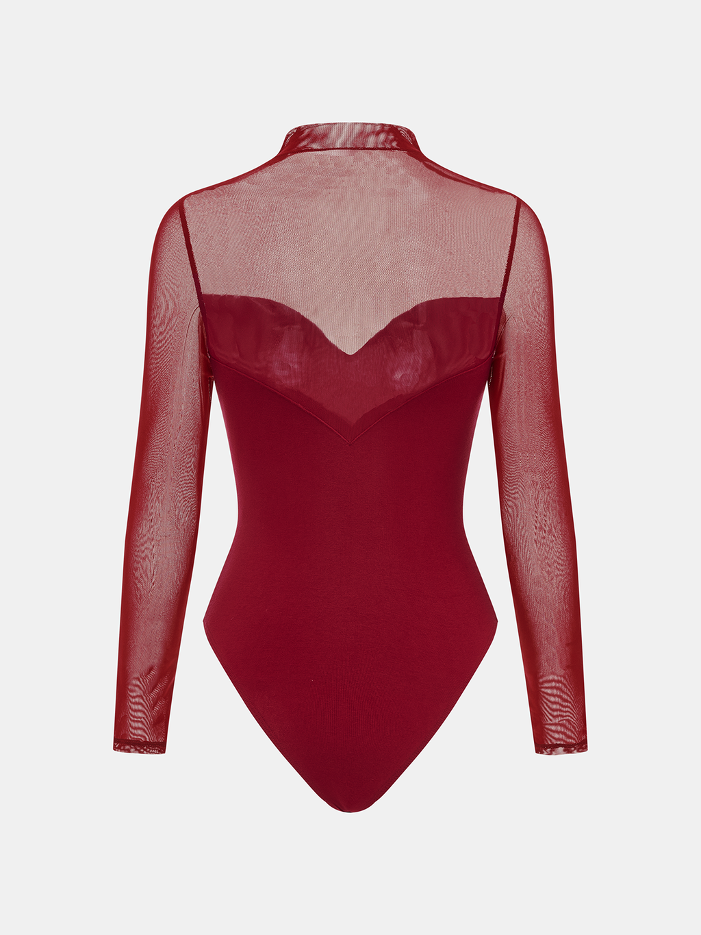 Mock Neck Bodysuit with Sweetheart Cut and Mesh Panel