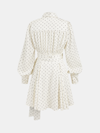 Polka Dot Mini Dress with Wrap Tie Waist