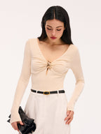 Long-Sleeve Bodysuit with Metal Detail Cut-Out