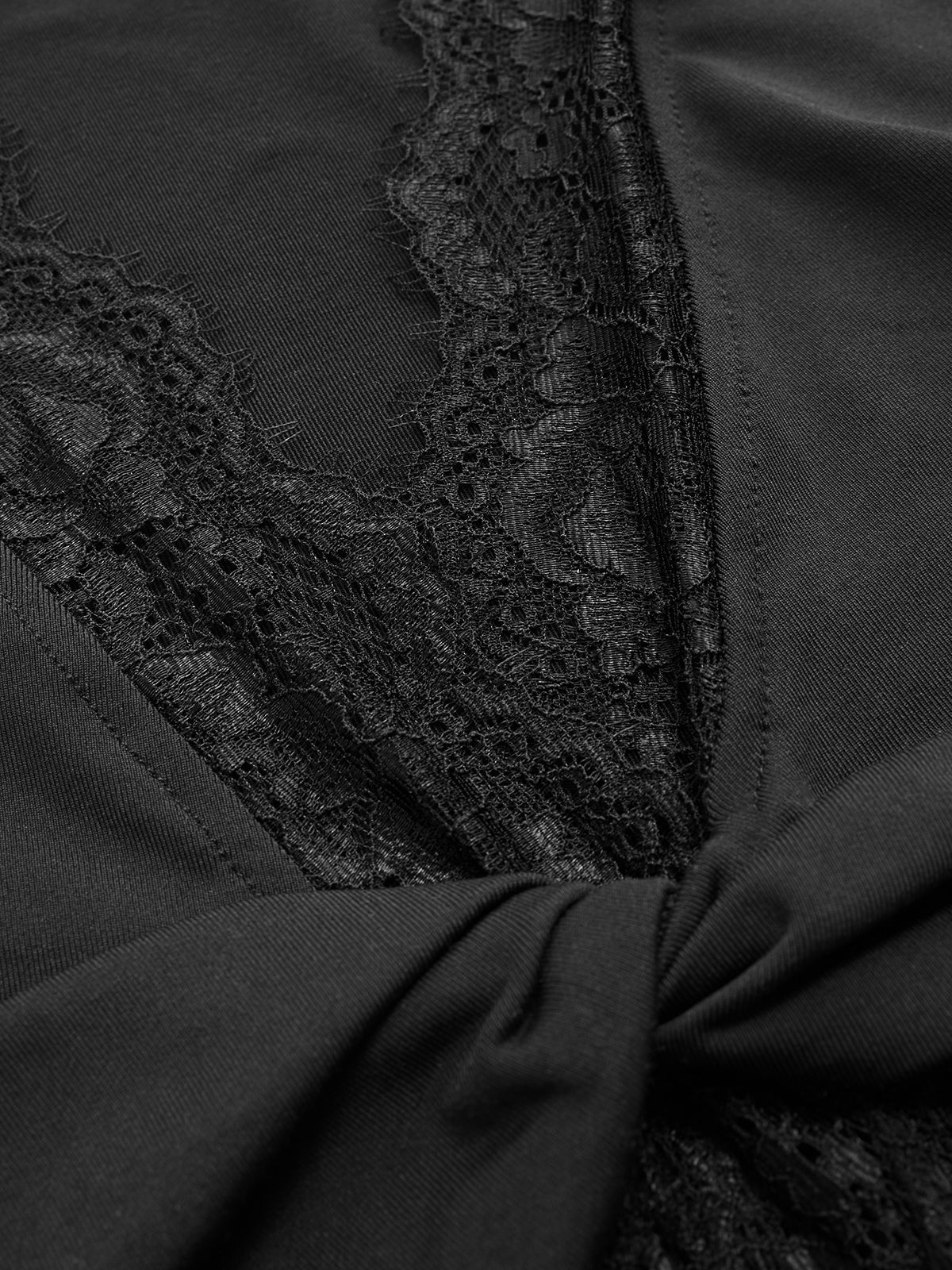 Short Sleeve Top with Lace Trim and Twist Front