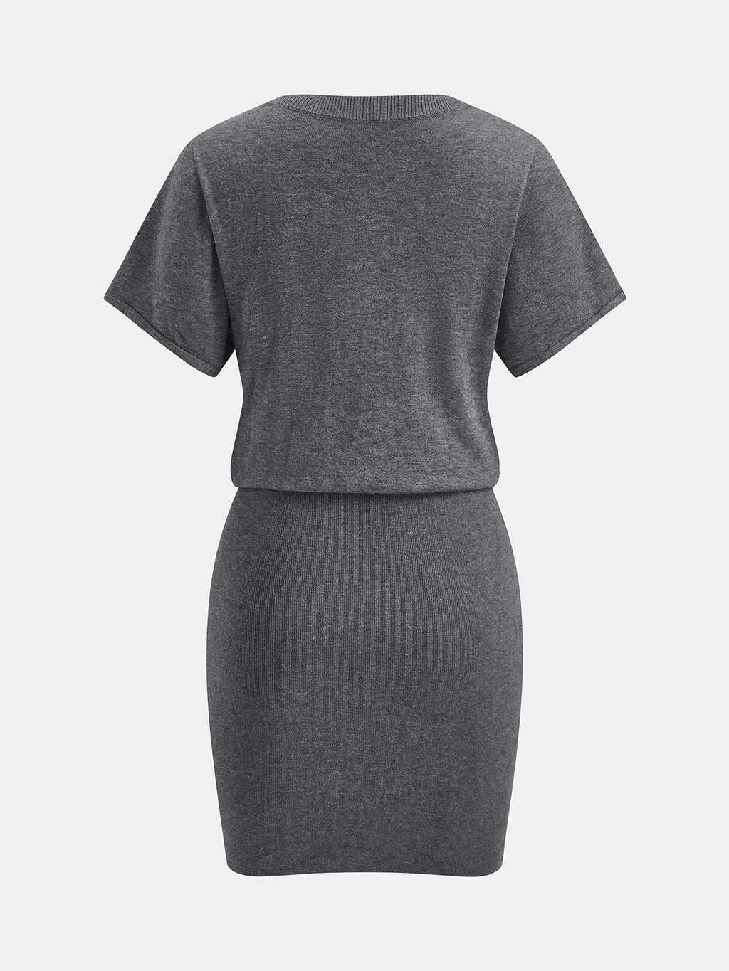 Wool-Blend Short-Sleeve Fitted Mini Dress