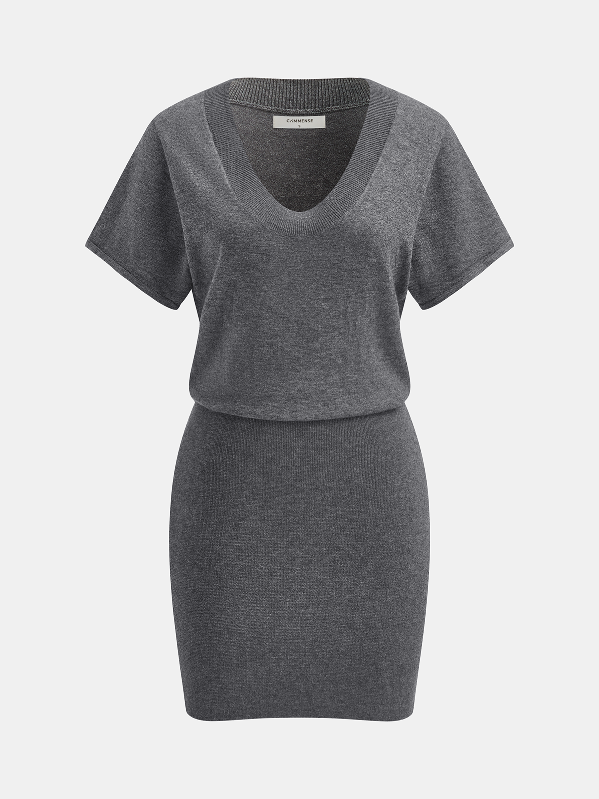 Wool-Blend Short-Sleeve Fitted Mini Dress