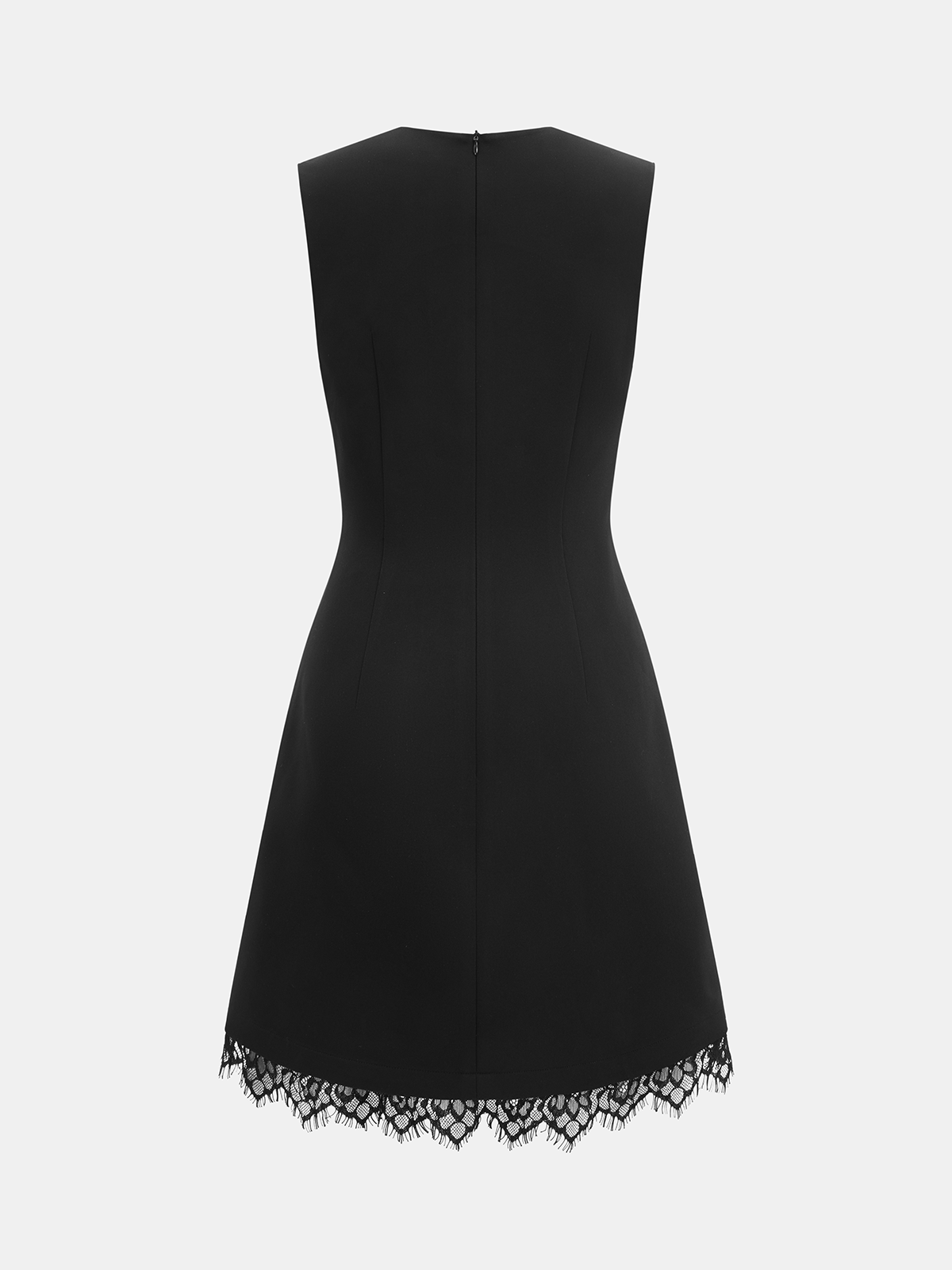 Sleeveless Dress with Side Metal and Lace Trim