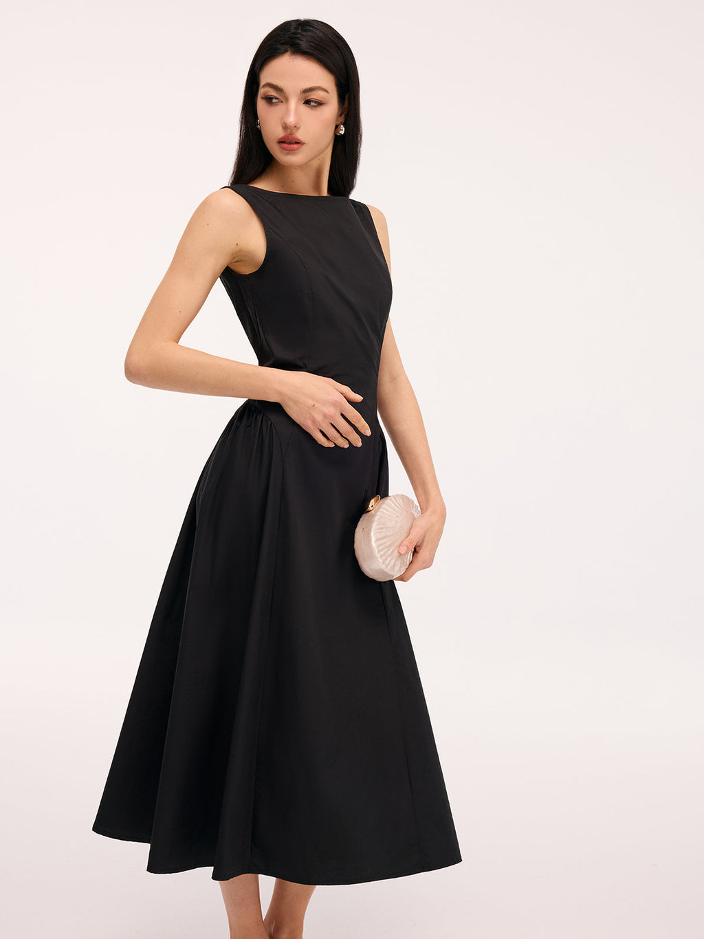Cotton Maxi Dress with Umbrella Hem and Backless Design