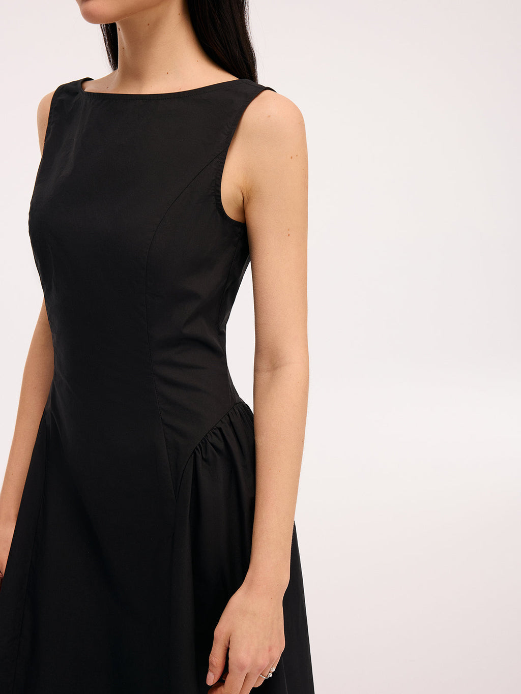 Cotton Maxi Dress with Umbrella Hem and Backless Design