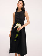 Cotton Maxi Dress with Umbrella Hem and Backless Design