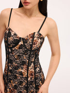 Elegant Floral Lace Camisole Long Dress