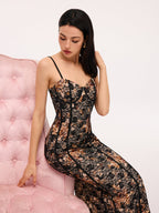 Elegant Floral Lace Camisole Long Dress