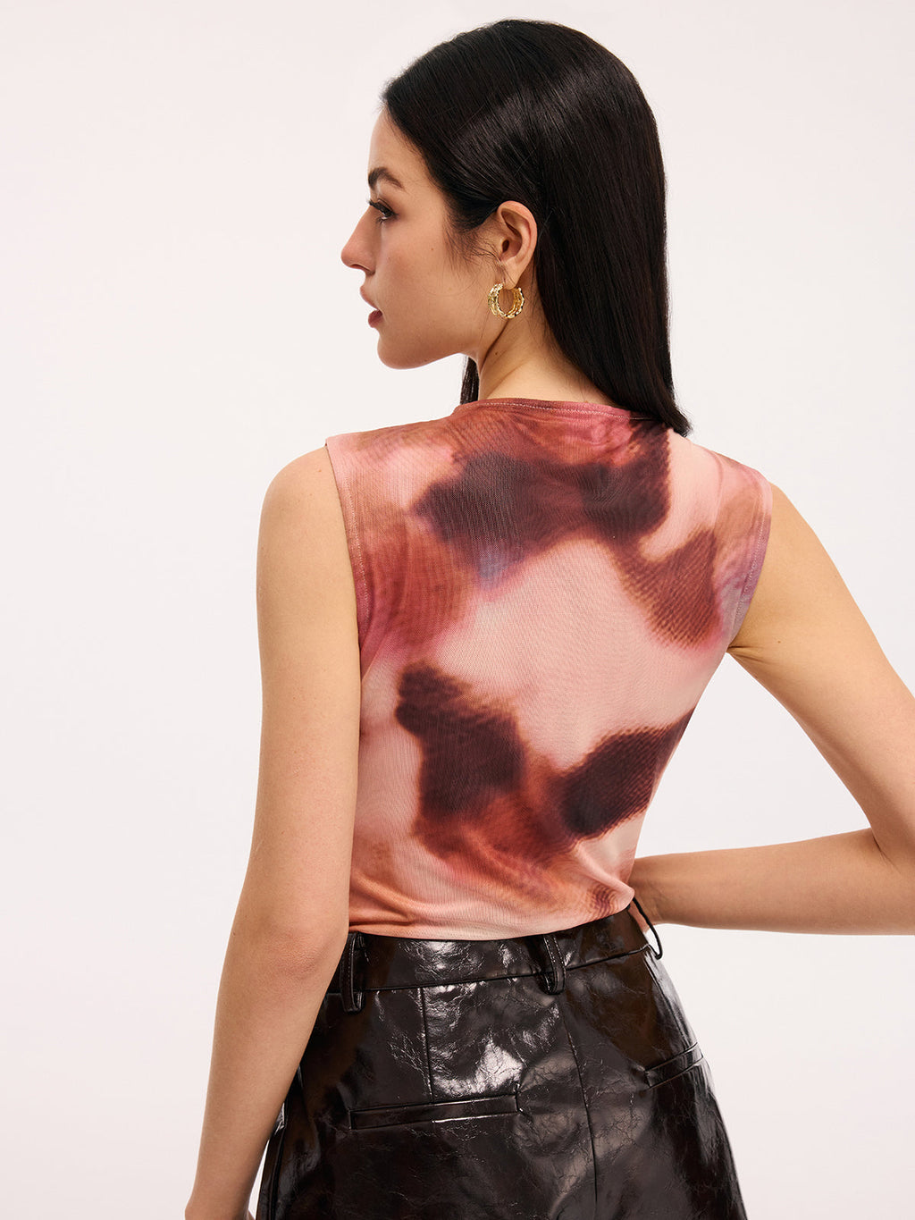 Colorful Sleeveless Ruched Tie-Dye Bodysuit