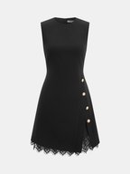 Sleeveless Dress with Side Metal and Lace Trim