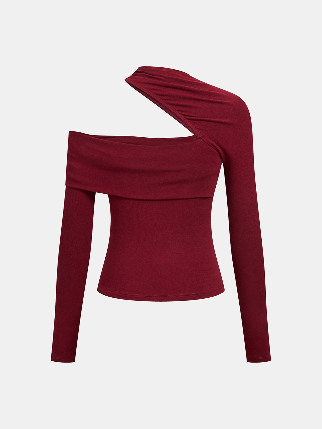 Asymmetric One Shoulder Top with Long Sleeve Cut-Out