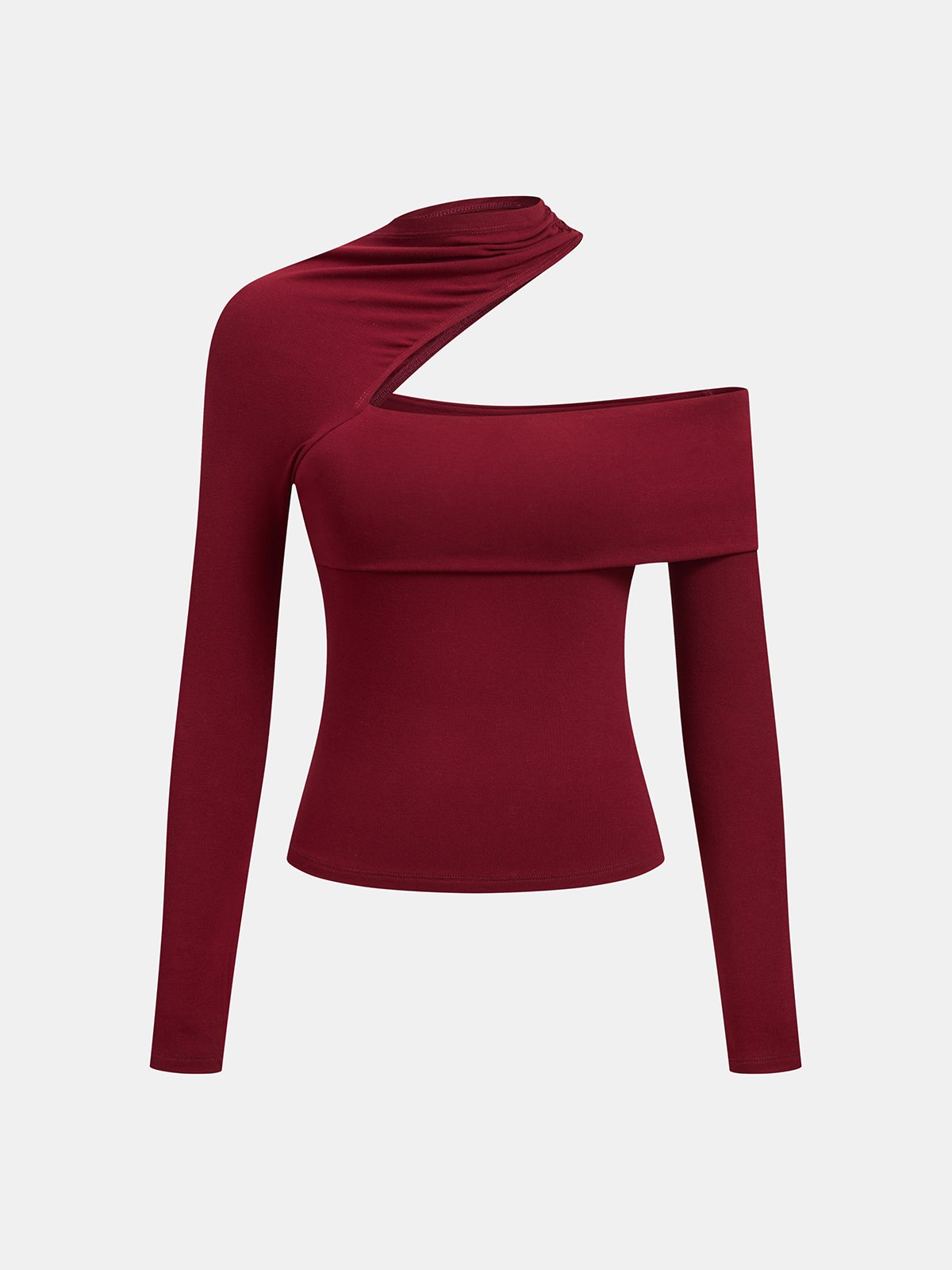 Asymmetric One Shoulder Top with Long Sleeve Cut-Out