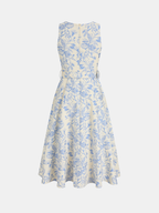 Floral Asymmetrical Dress with Belt, Sleeveless Style