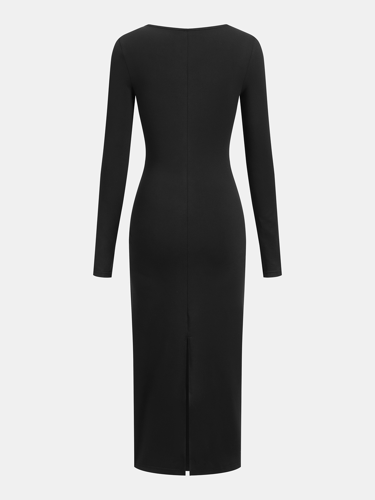 Metal Accent Long-Sleeve Midi Dress