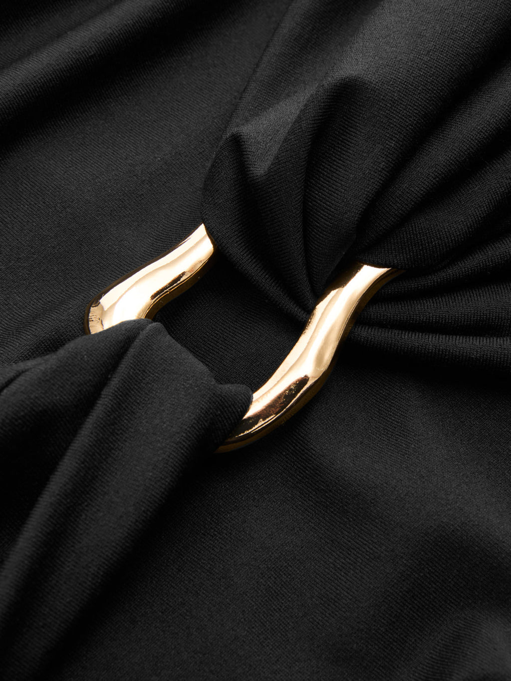 Metal Accent Long-Sleeve Midi Dress