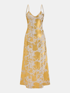 Metallic V-Neck Slip Dress with Backless Design