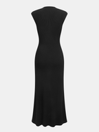 Cap Sleeve Ribbed Knit Maxi Dress with Buttons